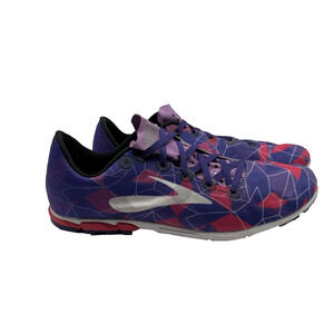 Brooks Mach 16 Womens Sz 10.5 Featherlite Spikeless Track Shoes Purple Geometric